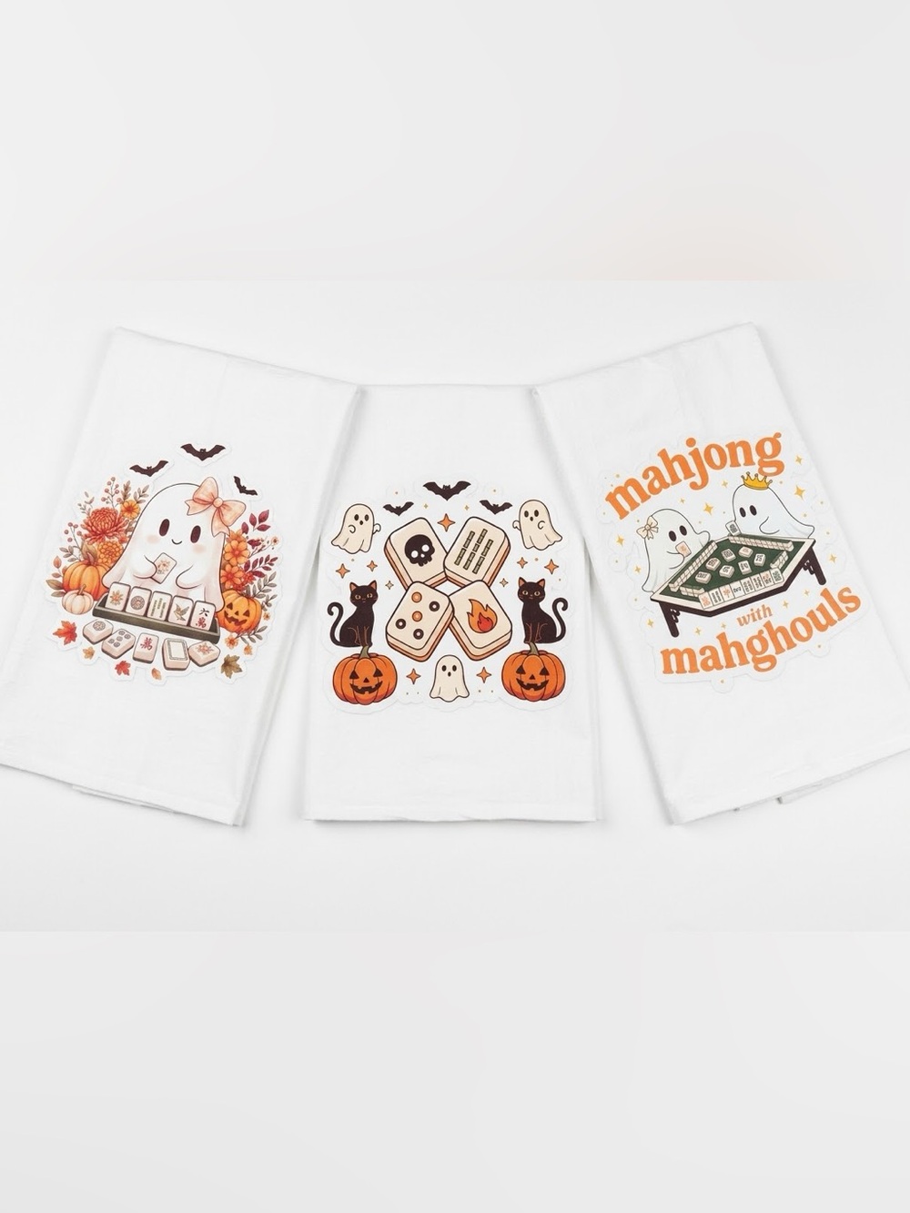 Halloween file, Mahjong kitchen towels set of three